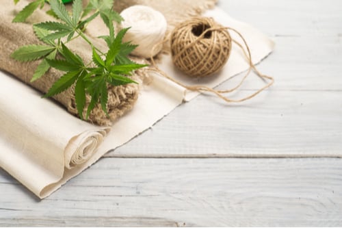 marijuana leaves with hemp textiles